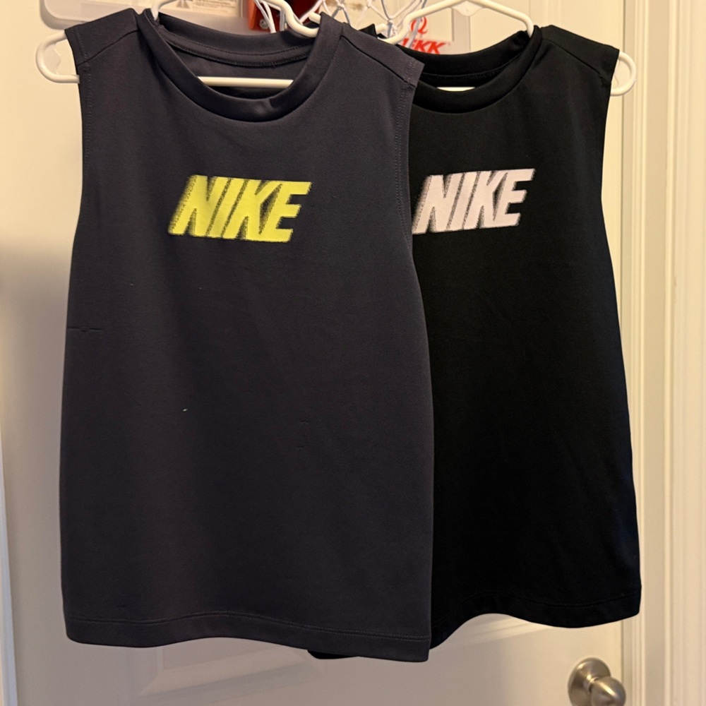 Nike Kids Tank Tops in Black with Neon Yellow & White Logos